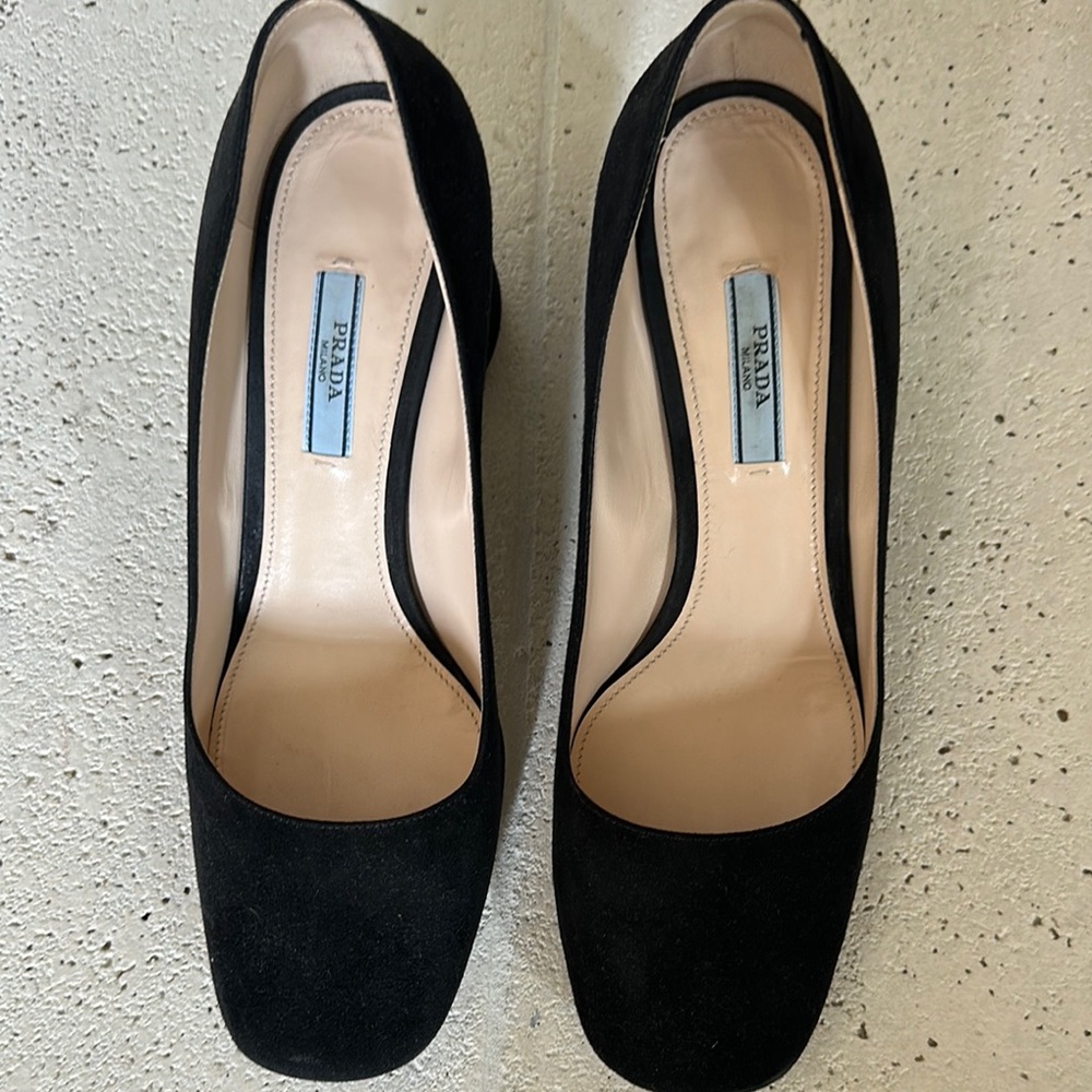 Prada Black Square Toe Heels